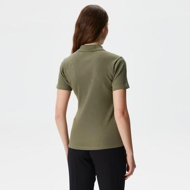  Kadın Slim Fit Organik Pamuk Yeşil Polo