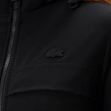  Kadın Kapüşonlu Baskılı Siyah Mont