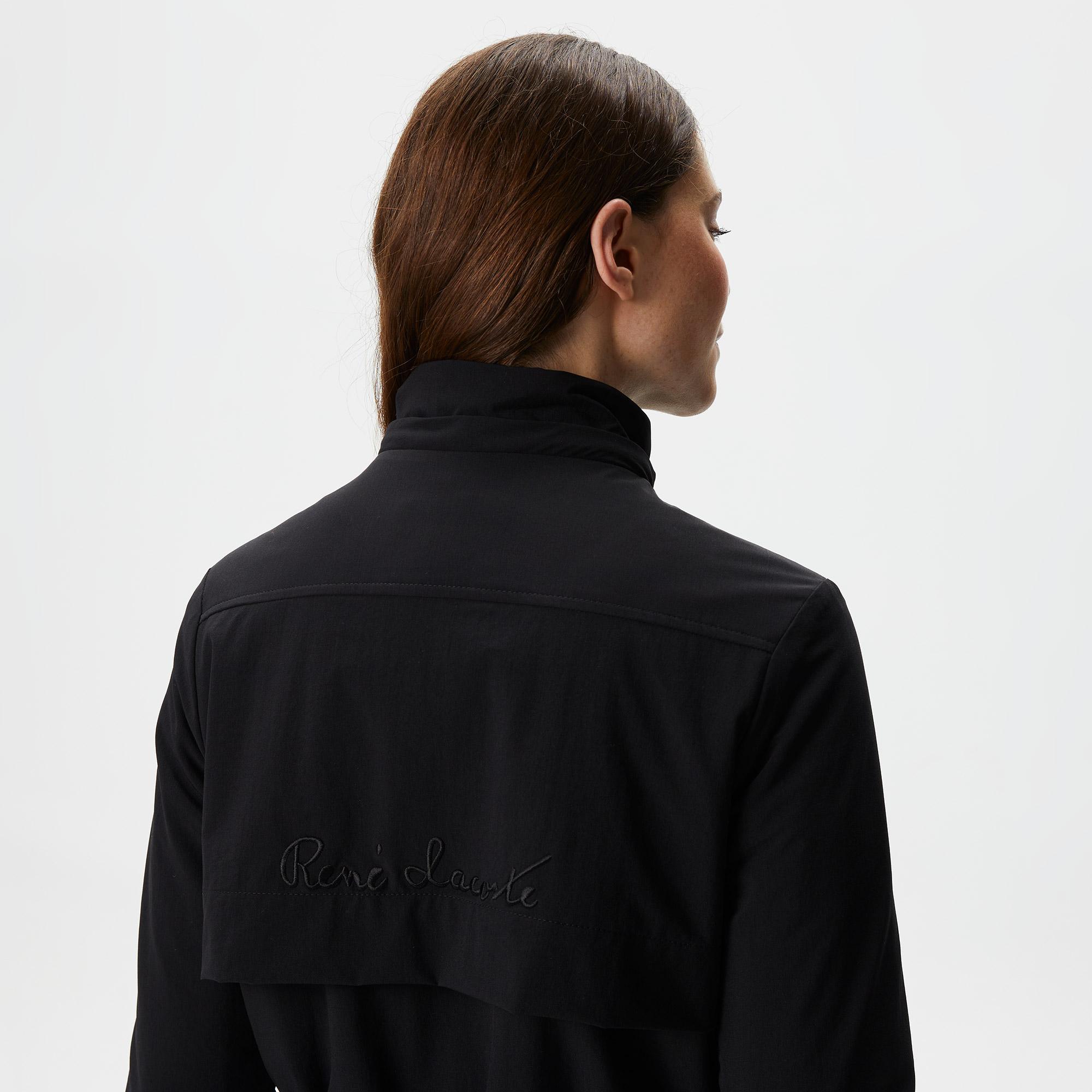 Kadın Kapüşonlu Baskılı Siyah Mont