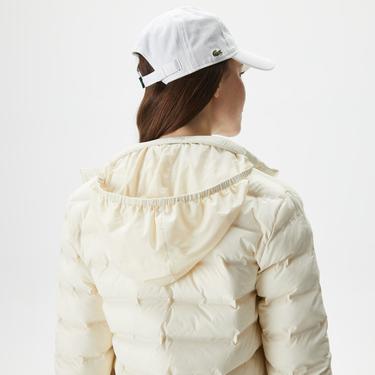  Kadın Dik Yaka Kapitone Beyaz Mont