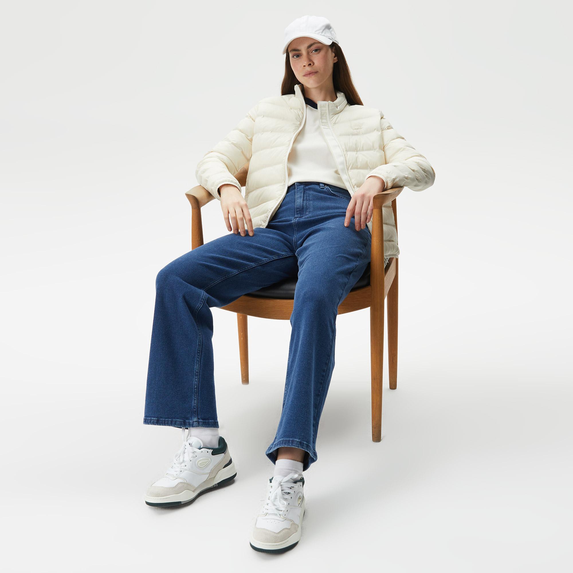 Kadın Dik Yaka Kapitone Beyaz Mont