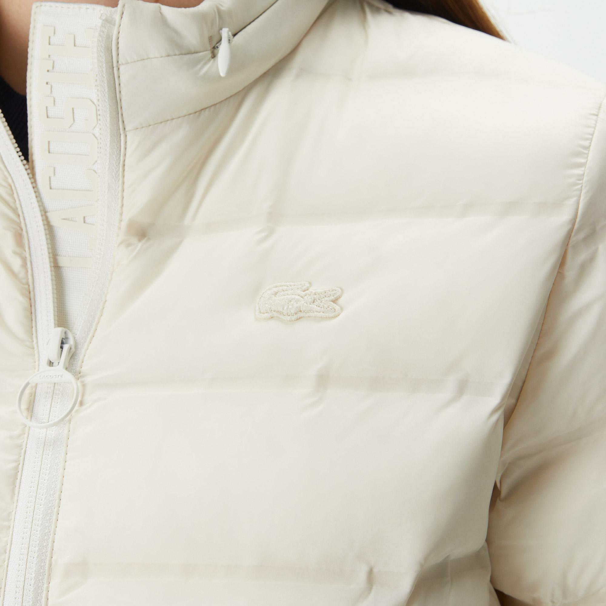 Kadın Dik Yaka Kapitone Beyaz Mont