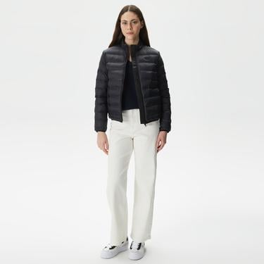  Kadın Dik Yaka Kapitone Siyah Mont