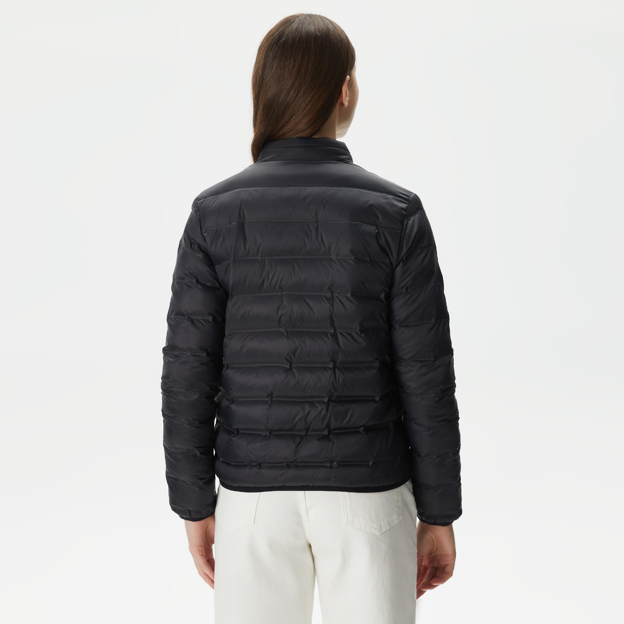 Kadın Dik Yaka Kapitone Siyah Mont