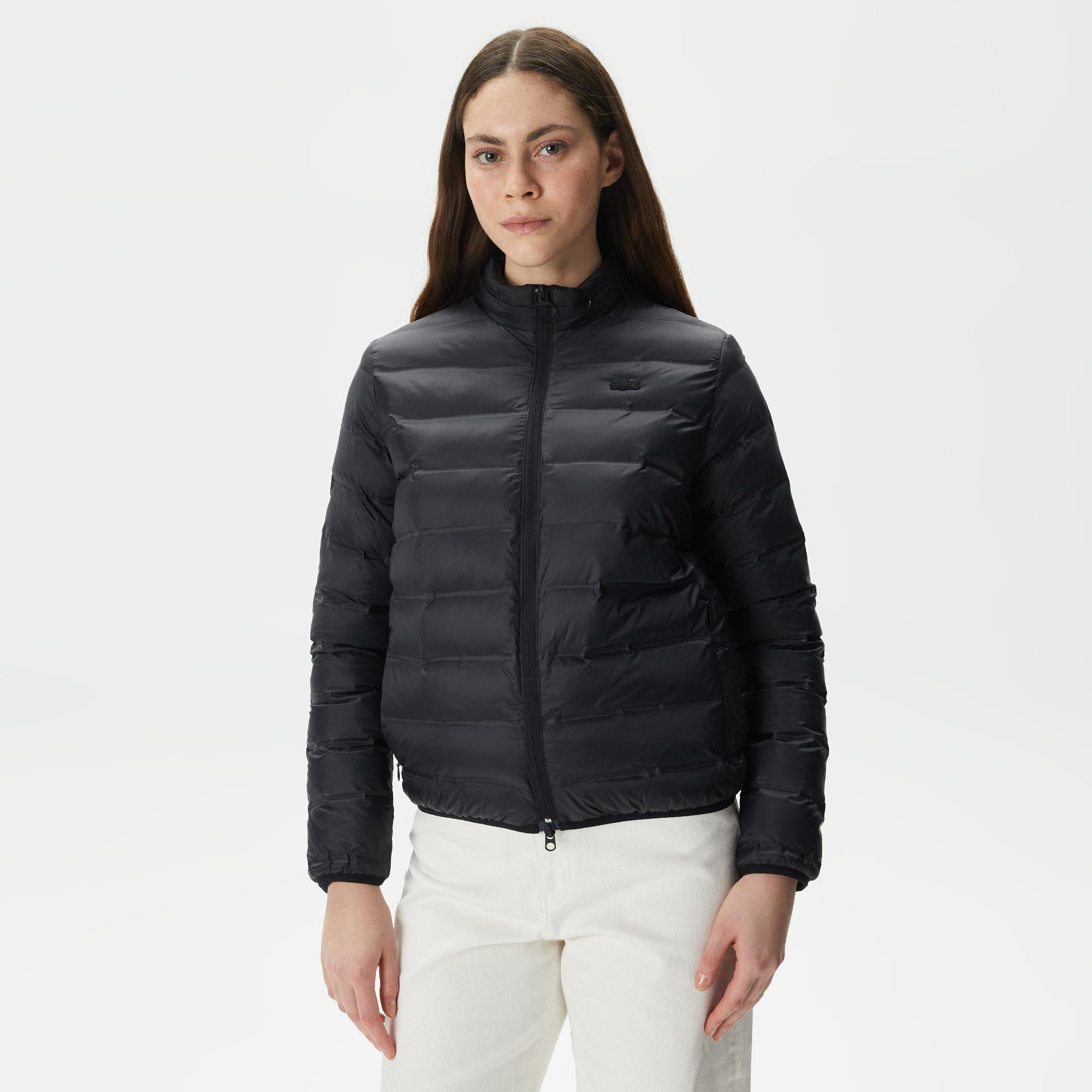 Kadın Dik Yaka Kapitone Siyah Mont