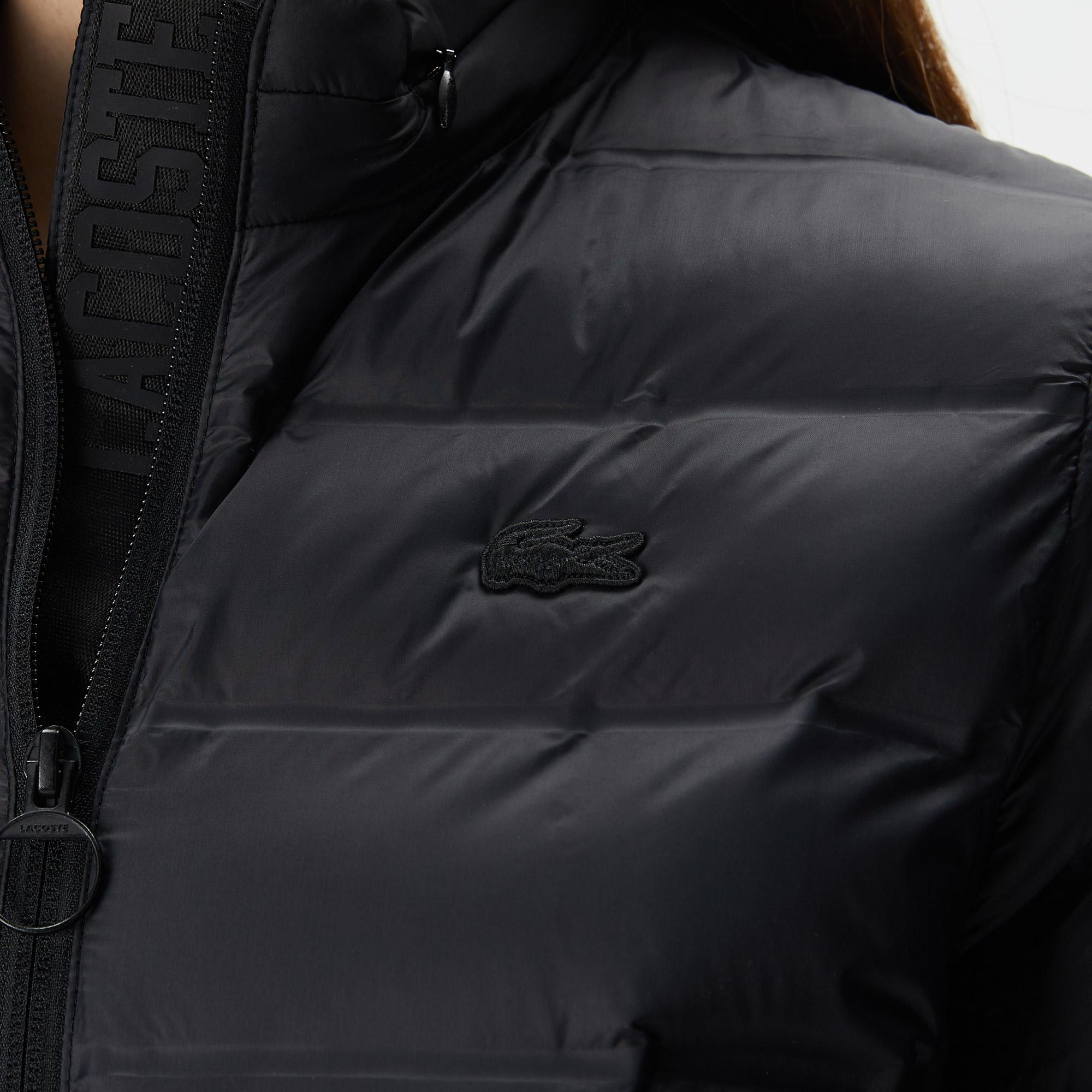 Kadın Dik Yaka Kapitone Siyah Mont