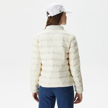  Kadın Dik Yaka Kapitone Beyaz Mont