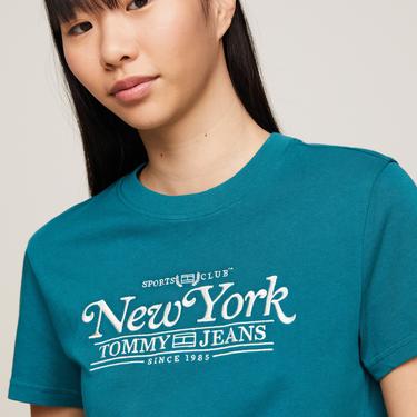  Tommy Jeans Reg Varsity Sport Kadın Mavi T-Shirt