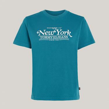  Tommy Jeans Reg Varsity Sport Kadın Mavi T-Shirt