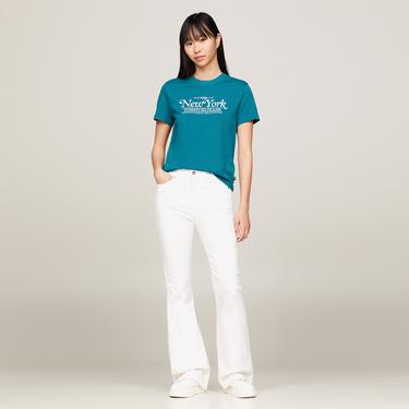  Tommy Jeans Reg Varsity Sport Kadın Mavi T-Shirt