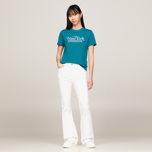  Tommy Jeans Reg Varsity Sport Kadın Mavi T-Shirt