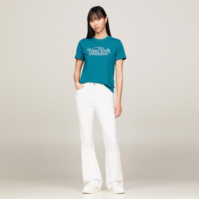  Tommy Jeans Reg Varsity Sport Kadın Mavi T-Shirt