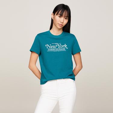  Tommy Jeans Reg Varsity Sport Kadın Mavi T-Shirt