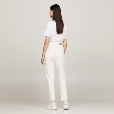 Tommy Jeans Mom Slim Fit Yüksek Bel Kadın Beyaz Pantolon