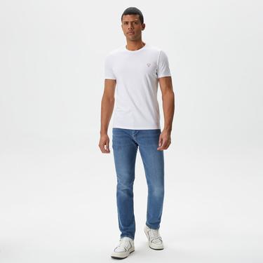  Guess Mid Organic Stream Jersey 180 Erkek Beyaz T-Shirt