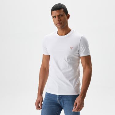  Guess Mid Organic Stream Jersey 180 Erkek Beyaz T-Shirt