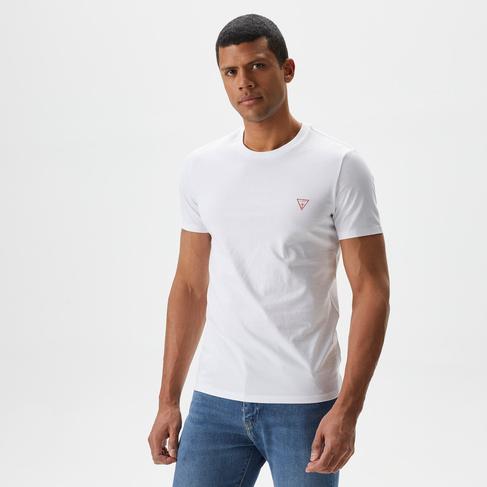  Guess Mid Organic Stream Jersey 180 Erkek Beyaz T-Shirt