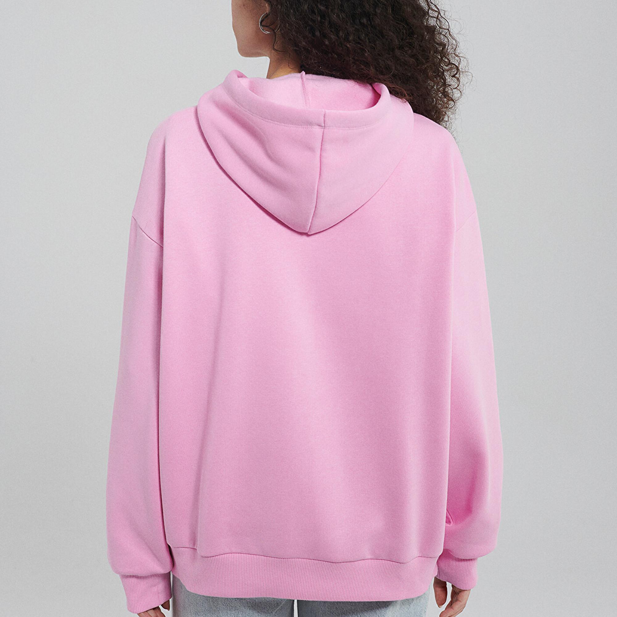 Mavi Mavi Logo Baskılı Kapüşonlu Pembe Sweatshirt 1600361-71038
