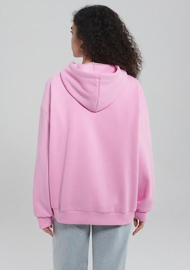  Mavi Mavi Logo Baskılı Kapüşonlu Pembe Sweatshirt 1600361-71038