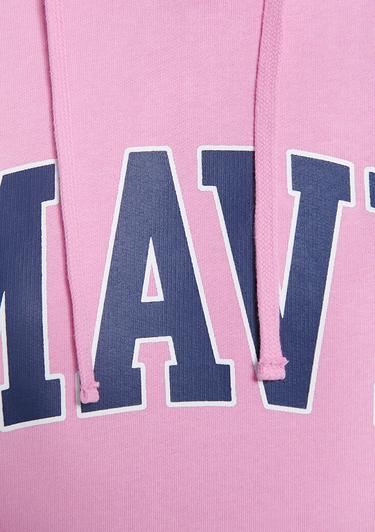  Mavi Mavi Logo Baskılı Kapüşonlu Pembe Sweatshirt 1600361-71038