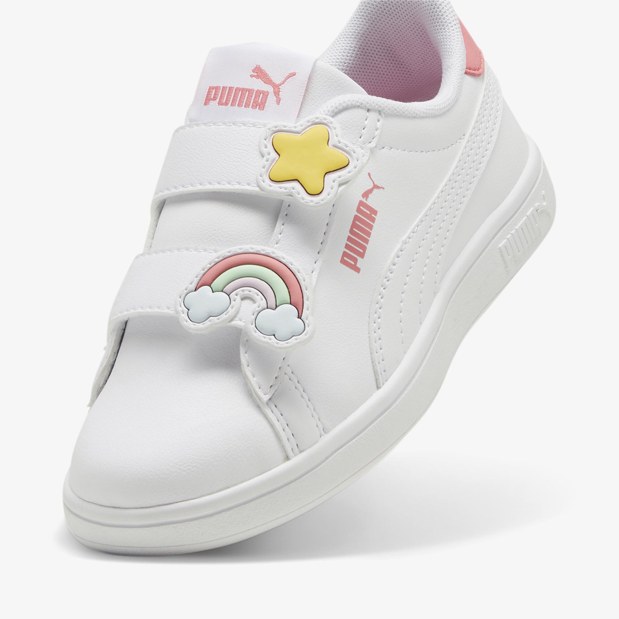 Puma Smash 3.0 Badges Çocuk Beyaz Spor Ayakkabı