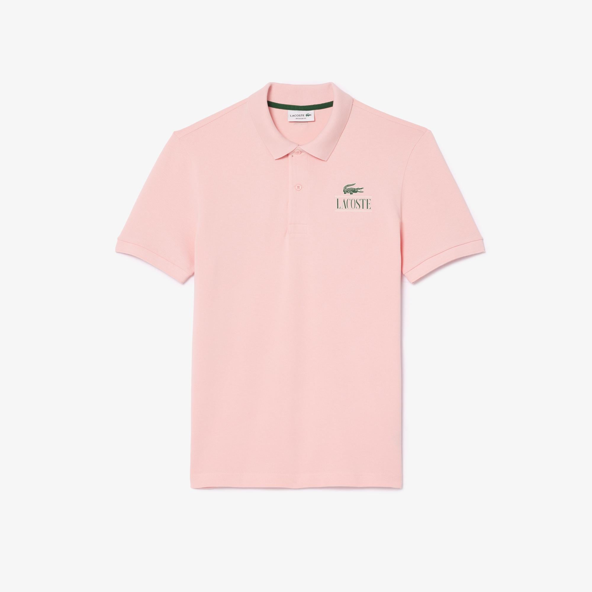 Signature Unisex Regular Fit Baskılı Pembe Polo