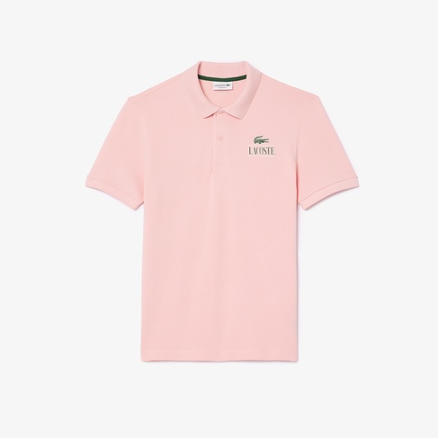  Signature Unisex Regular Fit Baskılı Pembe Polo
