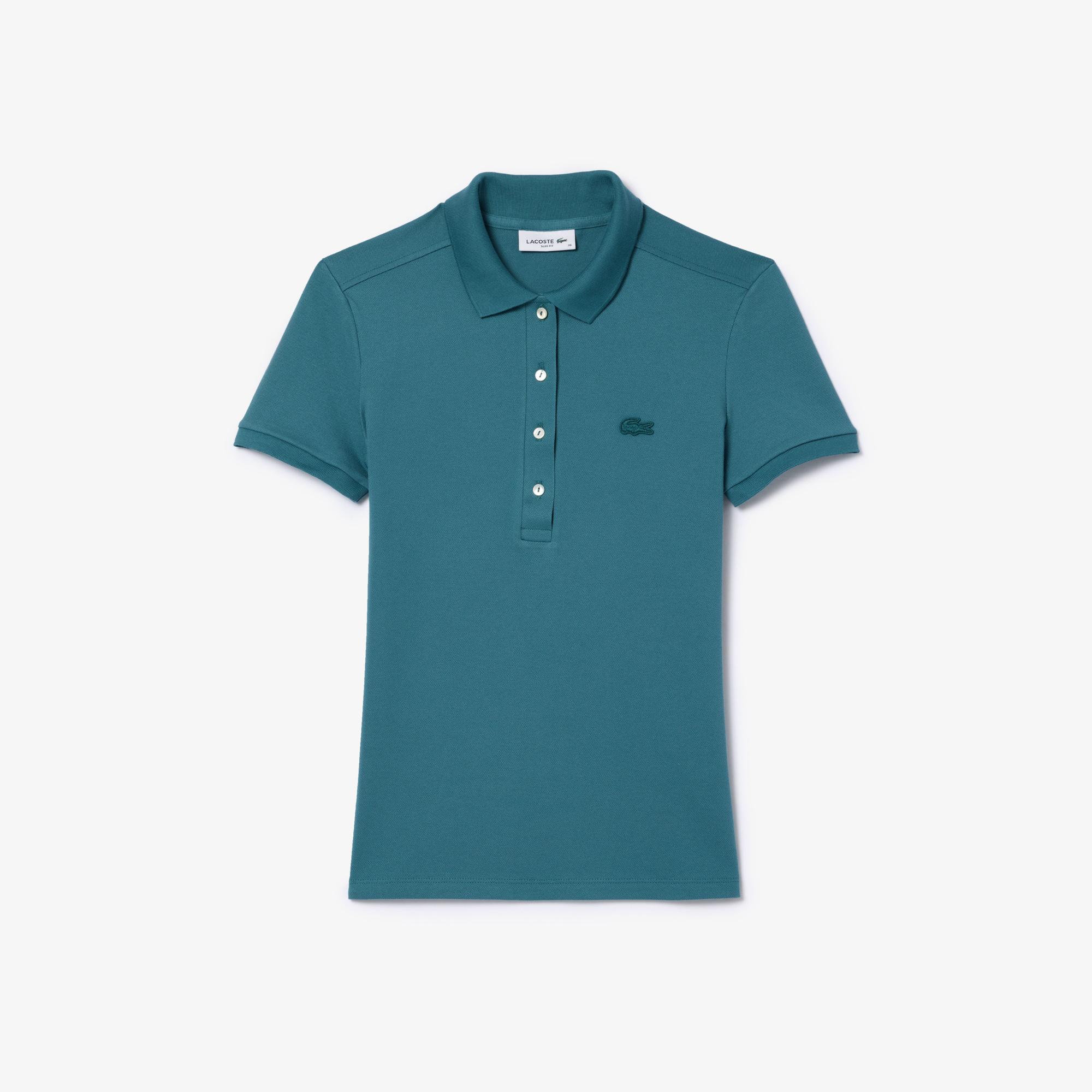 Kadın Slim Fit Mavi Polo
