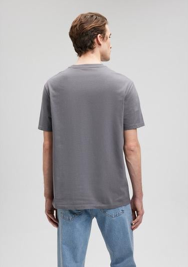  Mavi Bisiklet Yaka Gri Basic Tişört Loose Fit / Bol Rahat Kesim 066249-86569