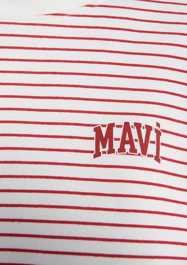  Mavi Mavi Logo Baskılı Kırmızı Çizgili Sweatshirt 1S10100-86680