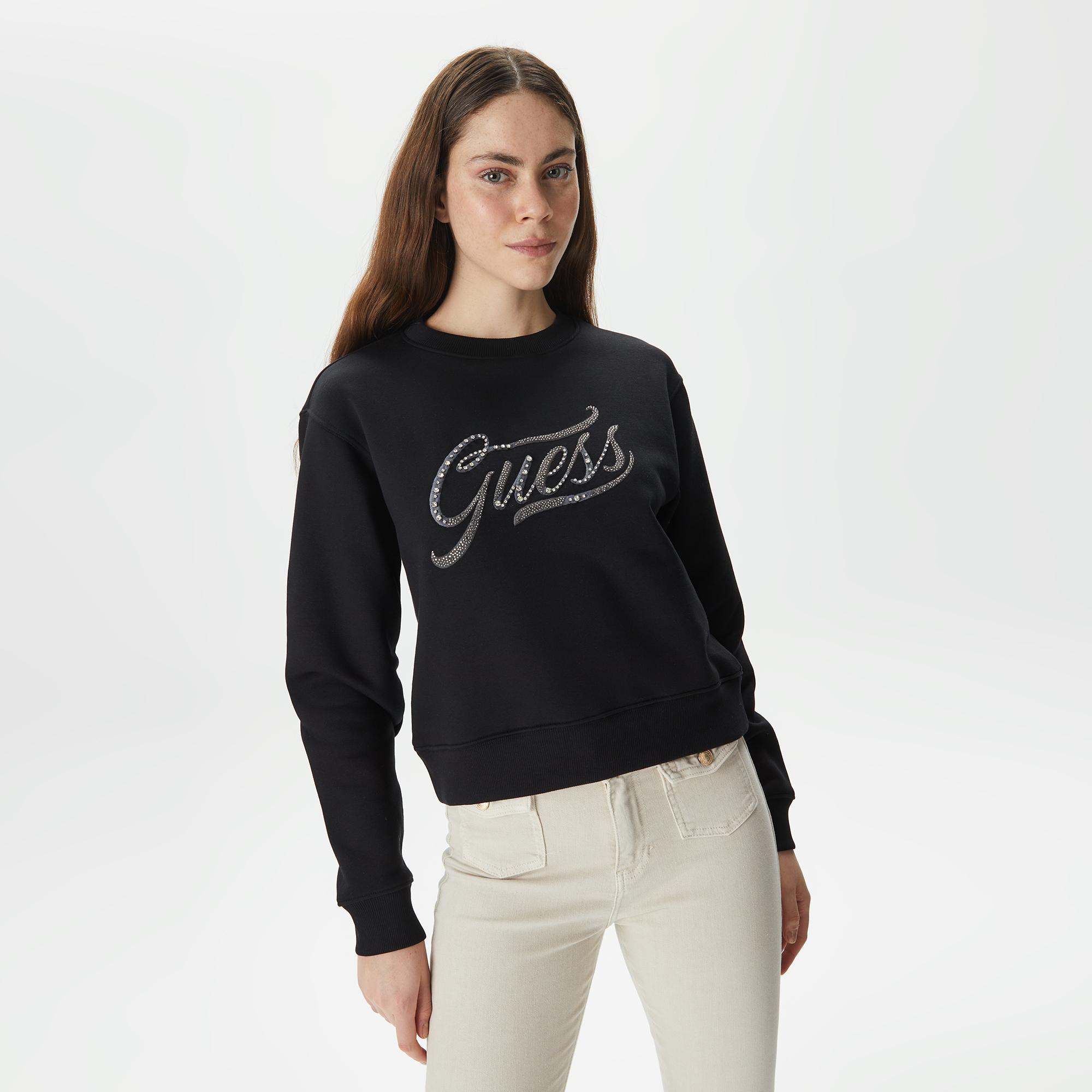 Guess CN Stones Kadın Siyah Sweatshirt