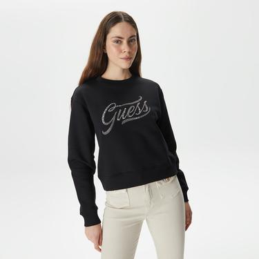  Guess CN Stones Kadın Siyah Sweatshirt