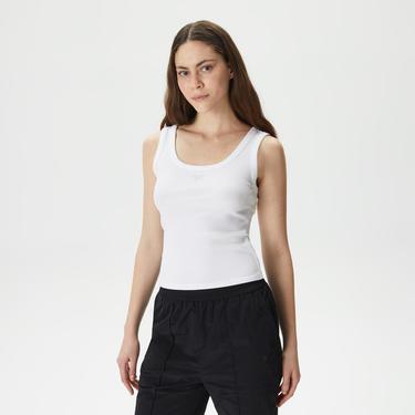  Guess Triangle Bling Kadın Beyaz Kolsuz T-Shirt