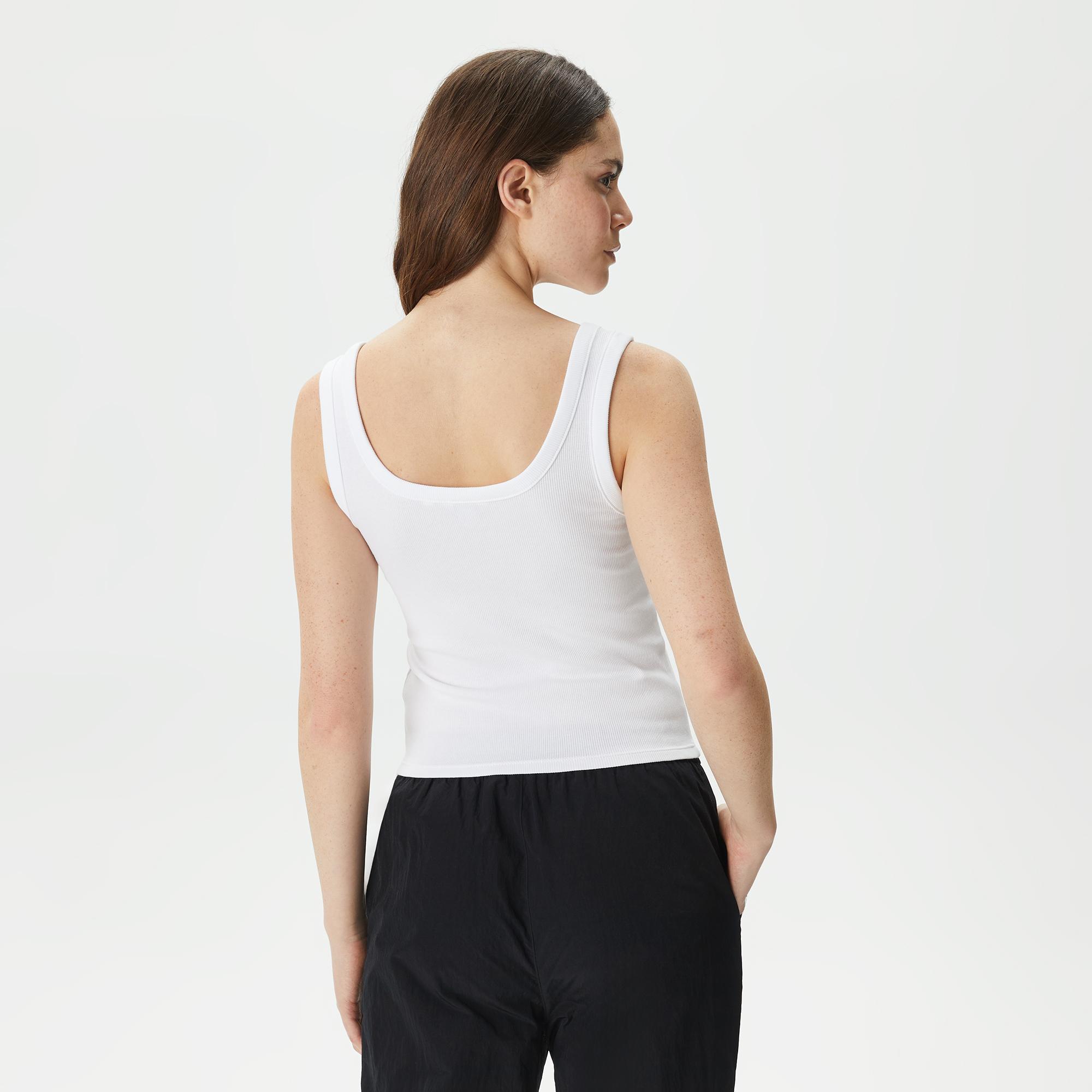 Guess Triangle Bling Kadın Beyaz Kolsuz T-Shirt