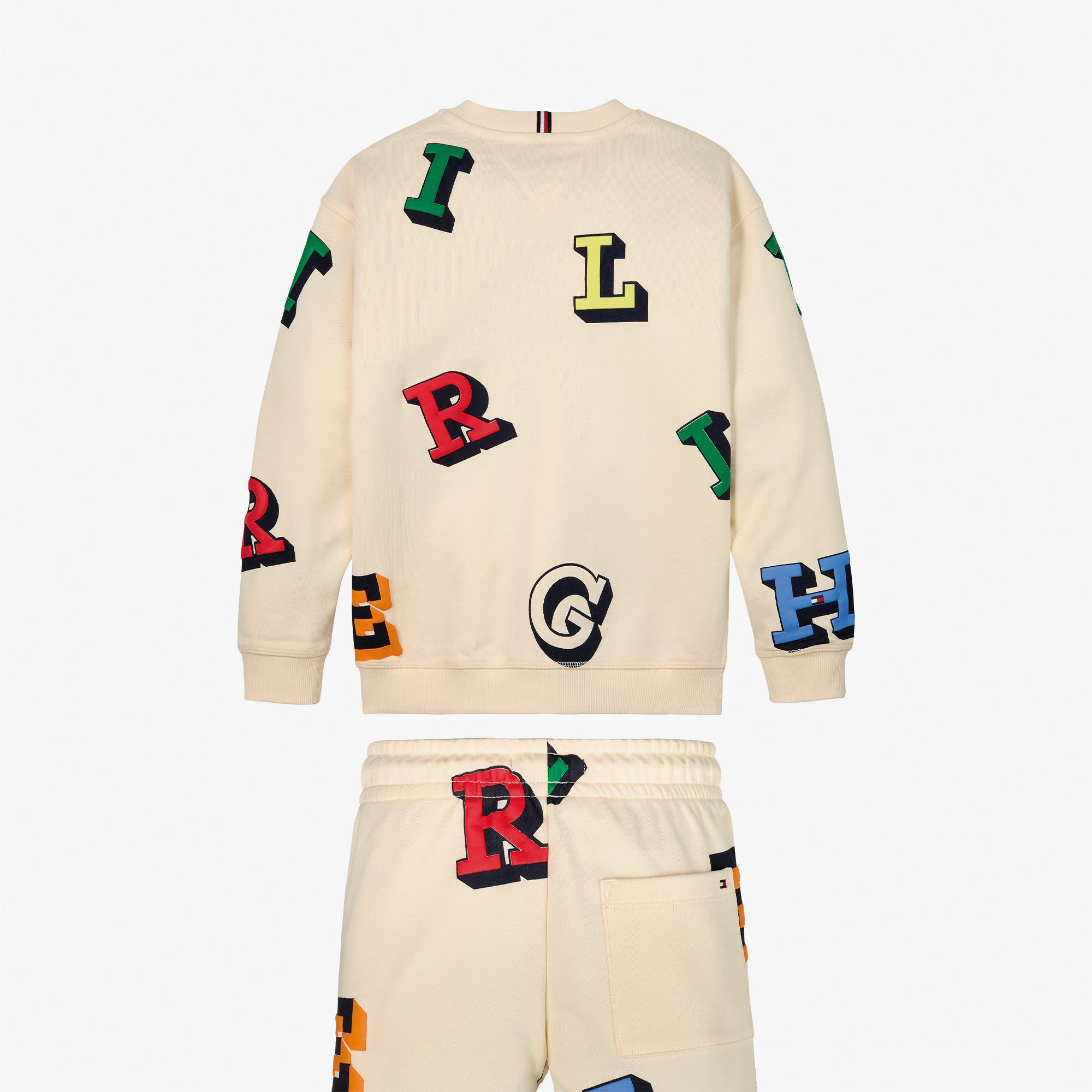 Tommy Hilfiger Monotype Allover Erkek Çocuk Bej Eşofman Takımı