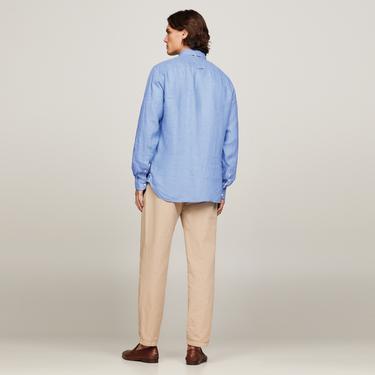  Tommy Hilfiger Pigment Dyed Linen Erkek Mavi Gömlek