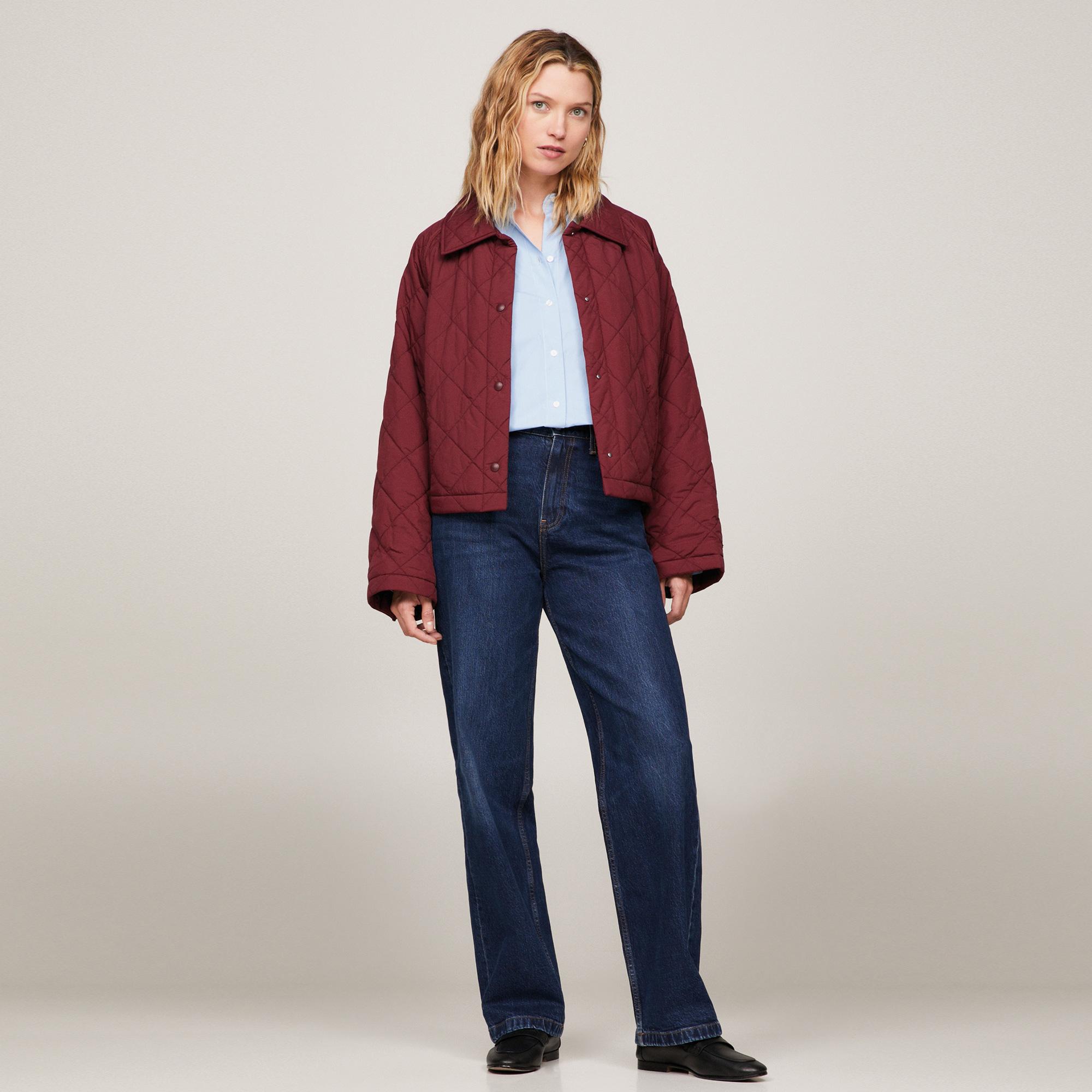 Tommy Hilfiger Quilted Padded Kadın Mor Mont