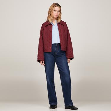  Tommy Hilfiger Quilted Padded Kadın Mor Mont