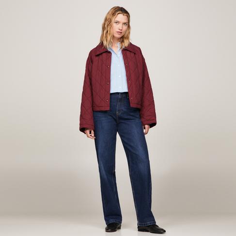  Tommy Hilfiger Quilted Padded Kadın Mor Mont