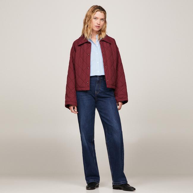  Tommy Hilfiger Quilted Padded Kadın Mor Mont