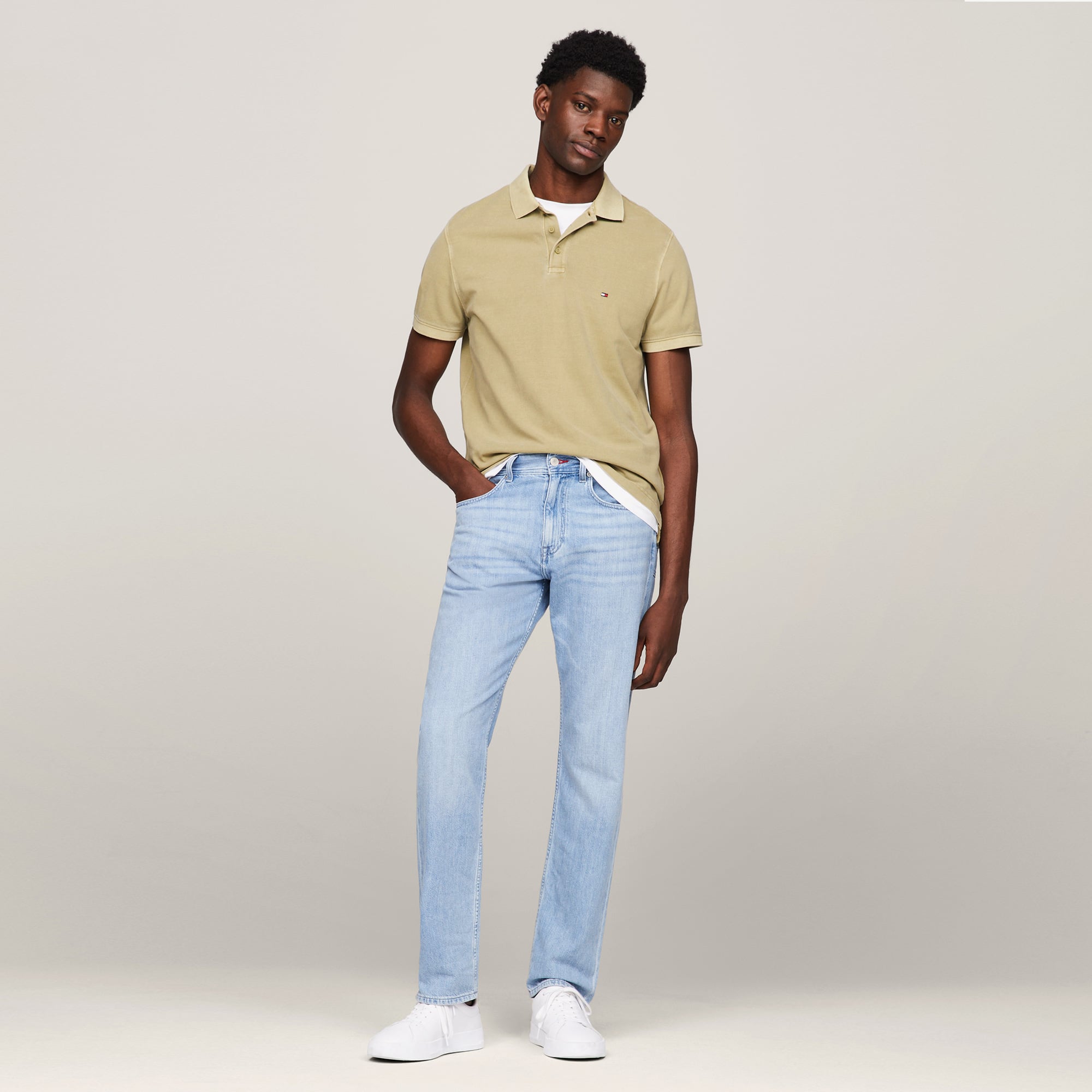  Tommy Hilfiger Garment Dyed Flag Embroidery Erkek Haki Polo