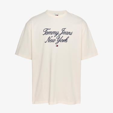  Tommy Jeans Ovz Luxe Serif Tj Ny Erkek Beyaz T-Shirt