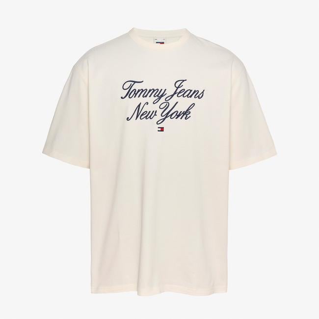  Tommy Jeans Ovz Luxe Serif Tj Ny Erkek Beyaz T-Shirt