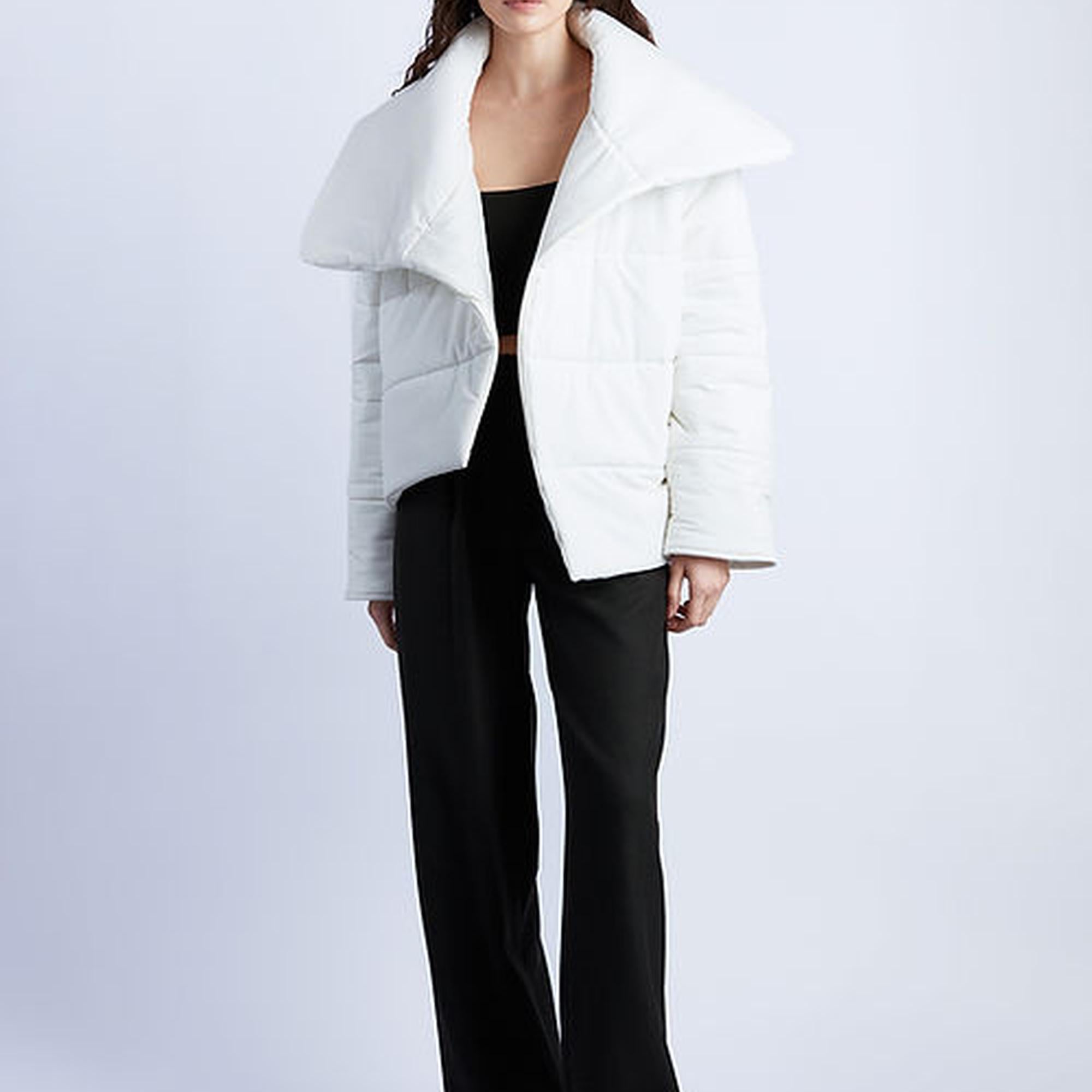 Wabi Sabi Kadın Beyaz Cozy Asimetrik Mont