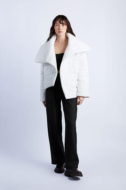  Wabi Sabi Kadın Beyaz Cozy Asimetrik Mont