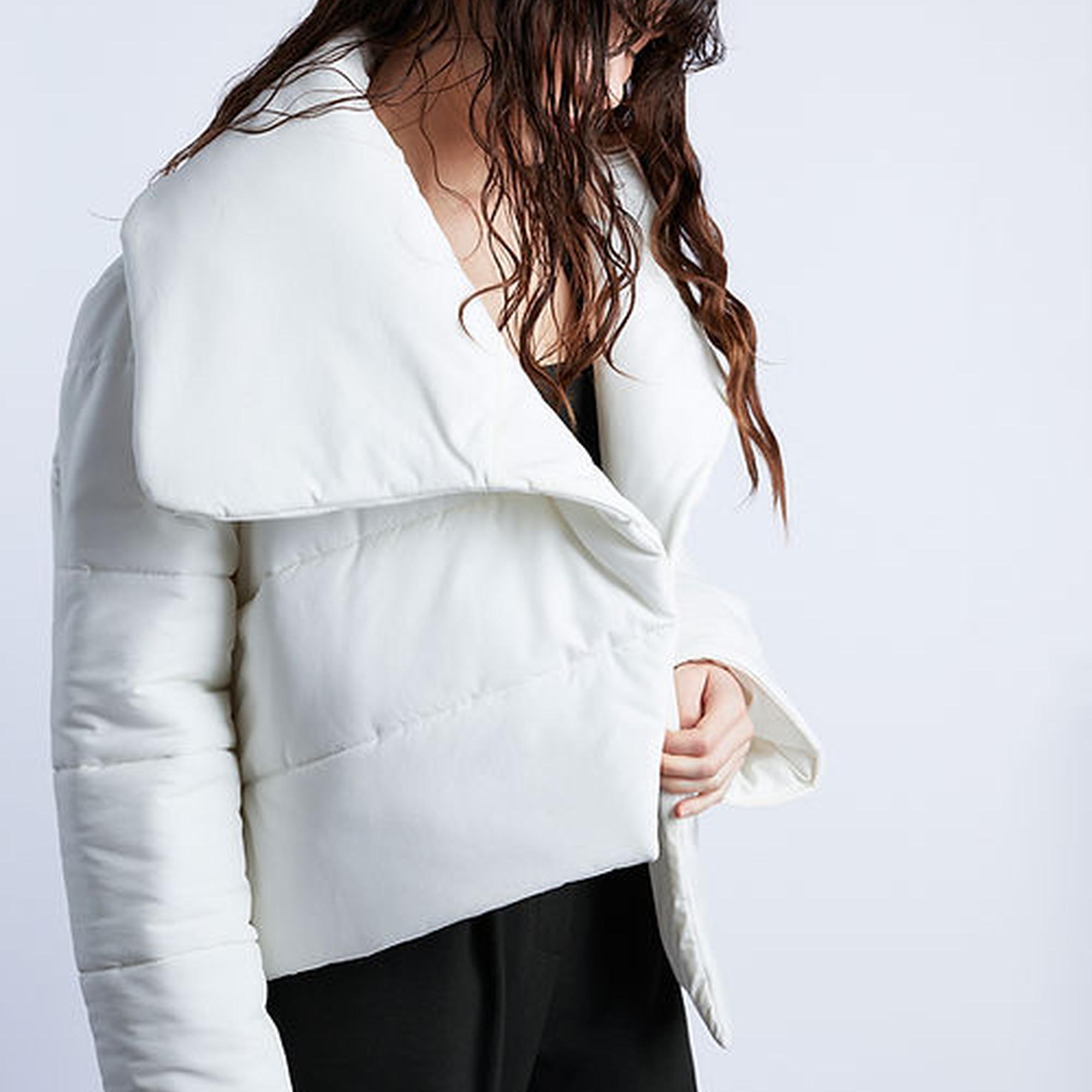 Wabi Sabi Kadın Beyaz Cozy Asimetrik Mont