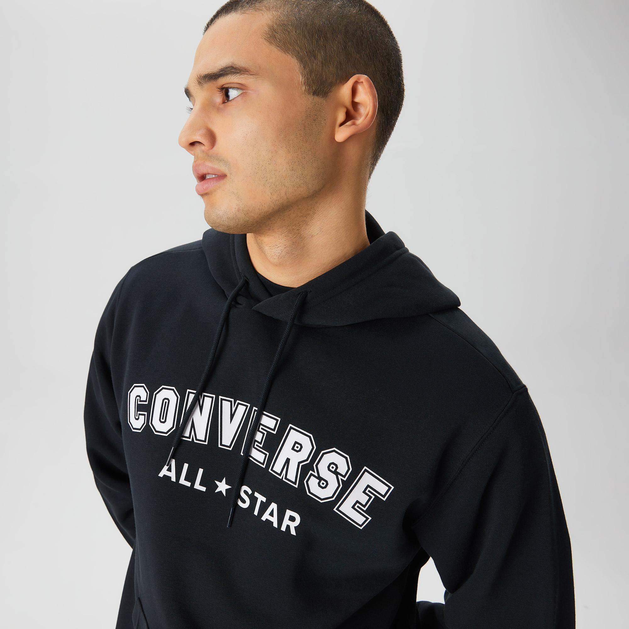 Converse Go-To Wordmark Standard Fit Fleece Pullover Unisex Siyah Sweatshirt