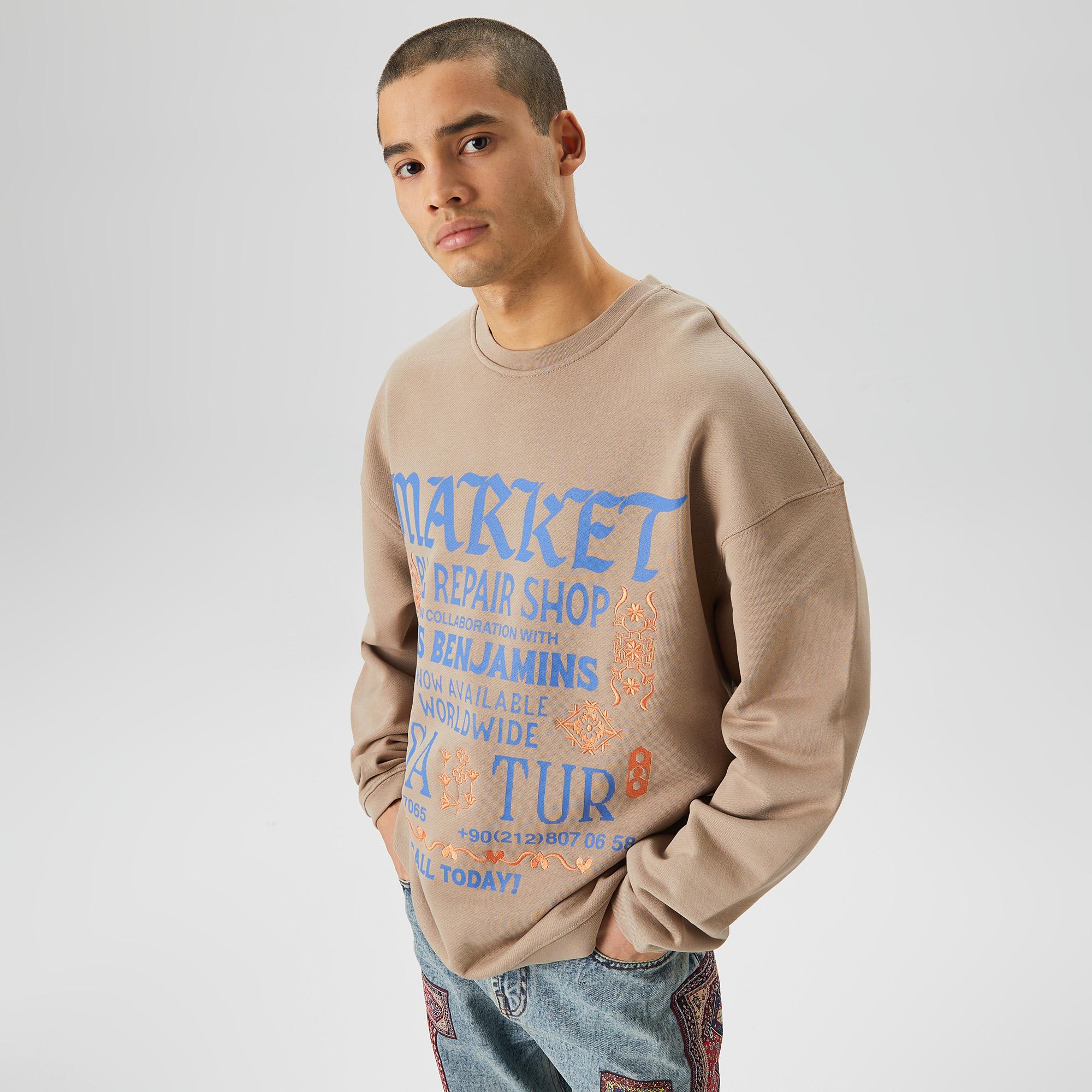 Les Benjamins x Market Repair Shop 601 Unisex Gri Sweatshirt