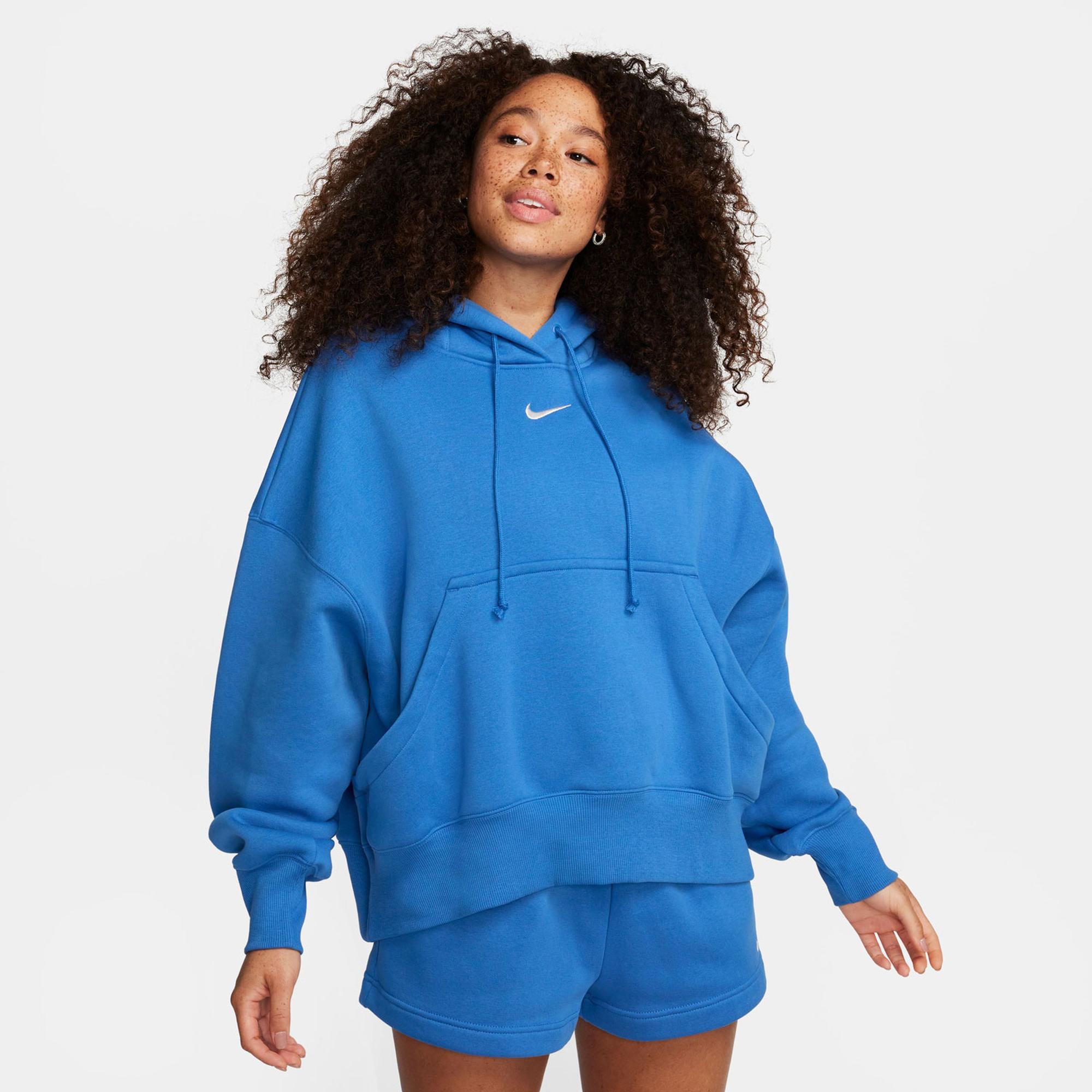 Nike Sportswear Phoenix Fleece Kadın Mavi Sweatshirt