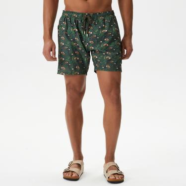  Nautica Erkek Yeşil Baskılı Şort Mayo
